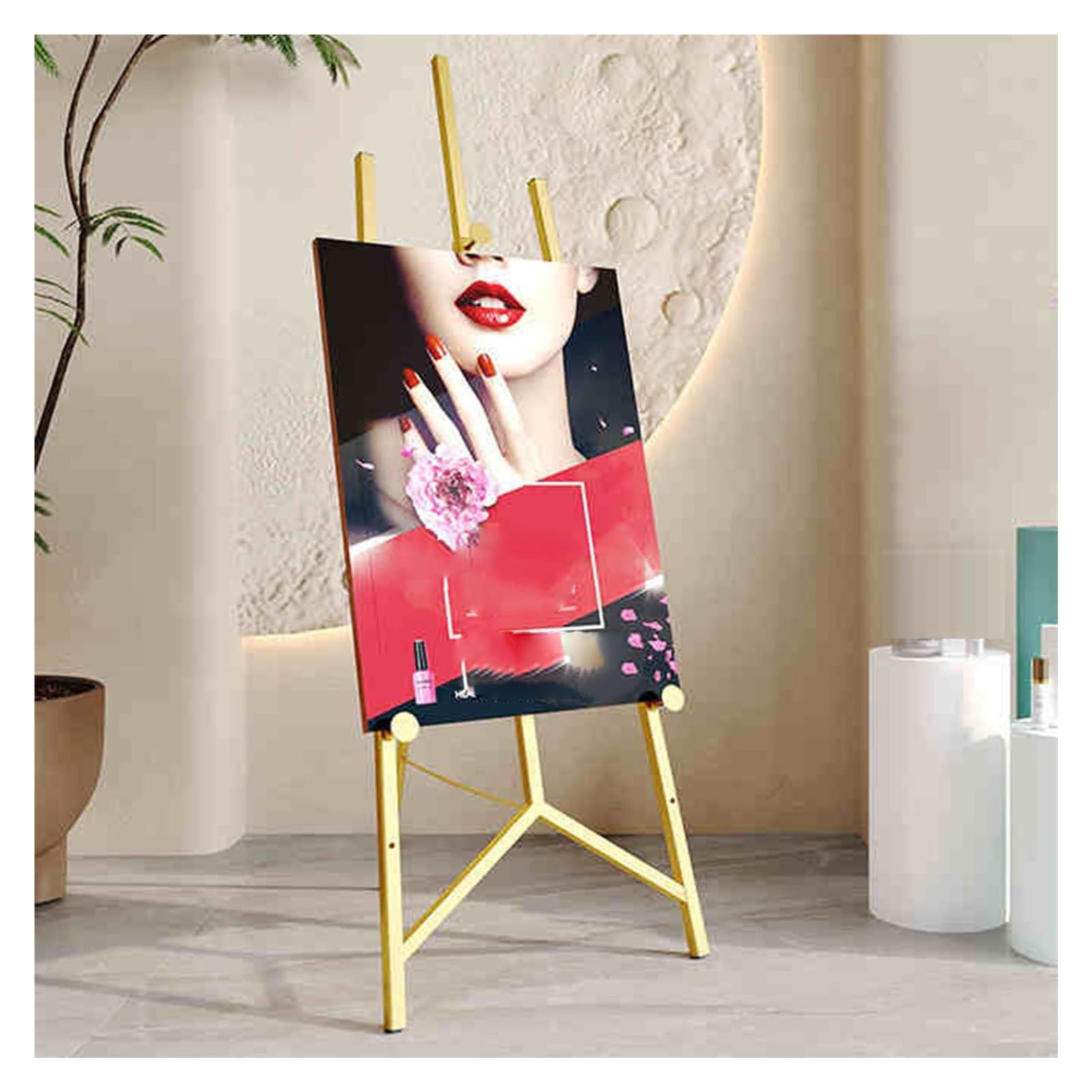 Genérico Caballete De Pie con Soporte De Cadena, Caballete De Exhibición For Letreros De Bodas Y Carteles, Caballete De Exhibición De Artista con Trípode, Fácil De Usar(Gold,50X150cm)