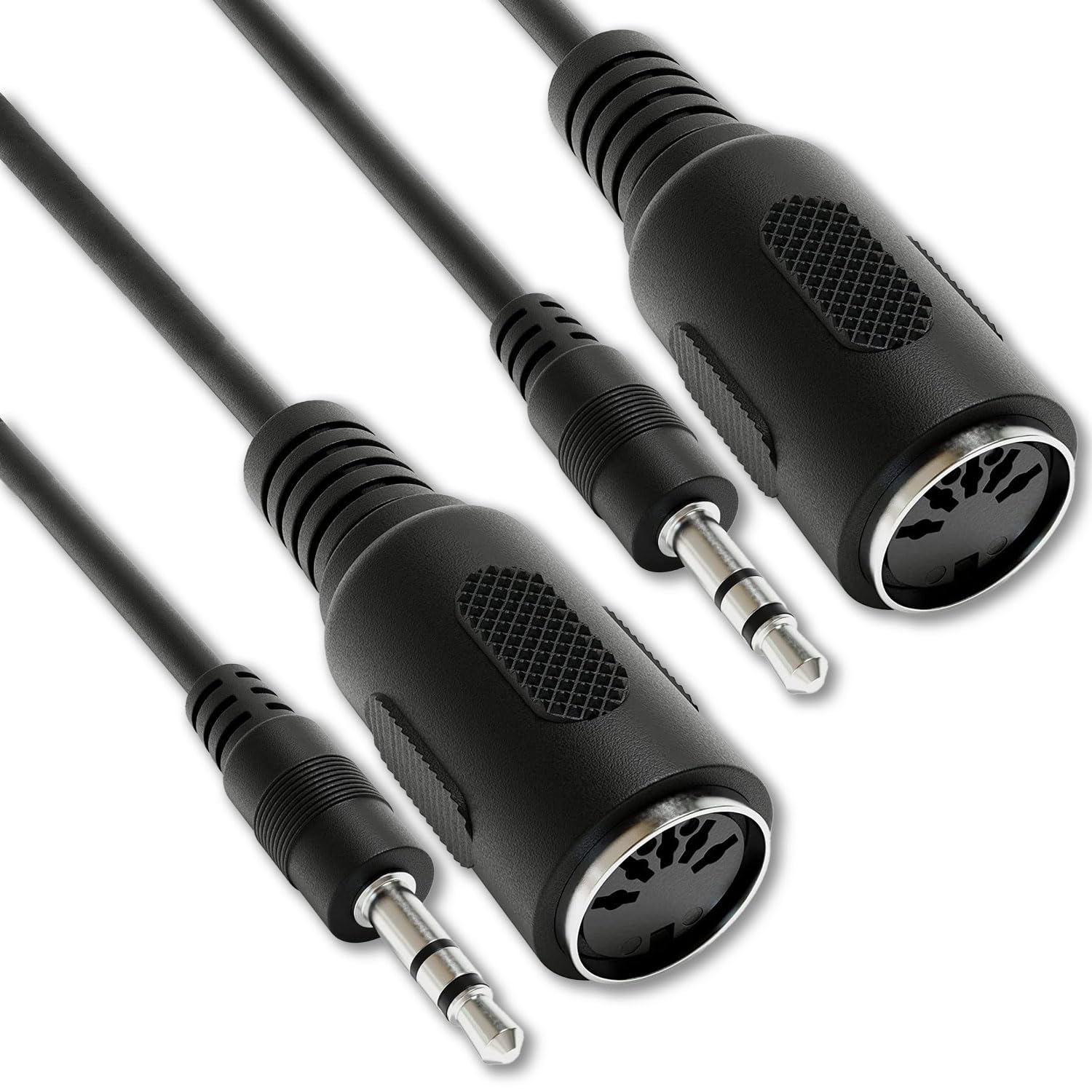 Msvueioe [2 Pack] 1FT Type-A MIDI to 3.5mm Adapter, MIDI Female to TRS 3.5mm Male Breakout Cable Audio Converter BMIDI-5-35 Type A TRS Male 5-pin DIN Cable Ultra-Small Plugs for Keyboards Synths DAWs