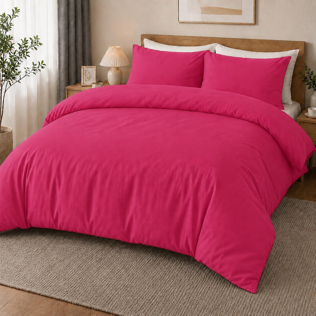 MOONLIGHT20015 Super King Duvet Set Premium Microfiber Pink Bedding Sets — image 1