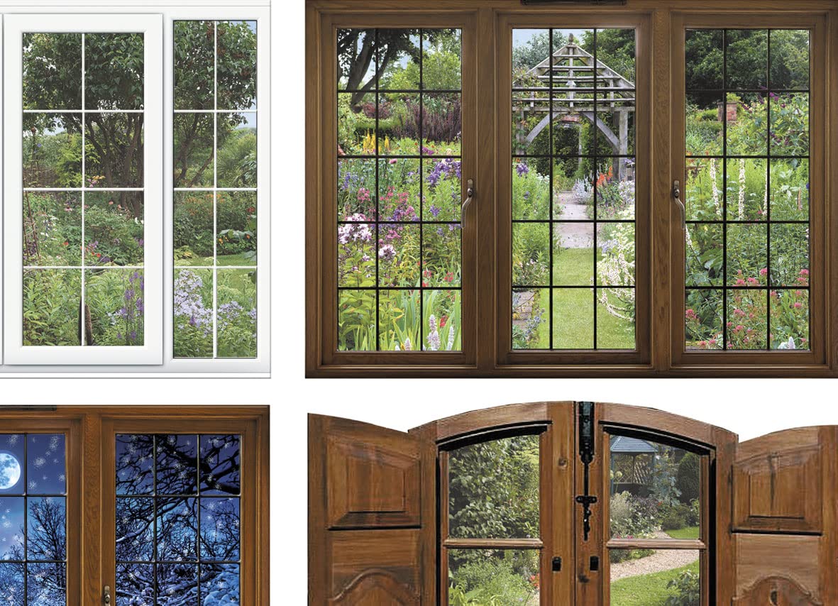 Stick And Go Stick & Go Repositionable Self Adhesive Dolls House Wallpaper 1:12 Scale (1 Sheet) - Window Scenes - No. 185