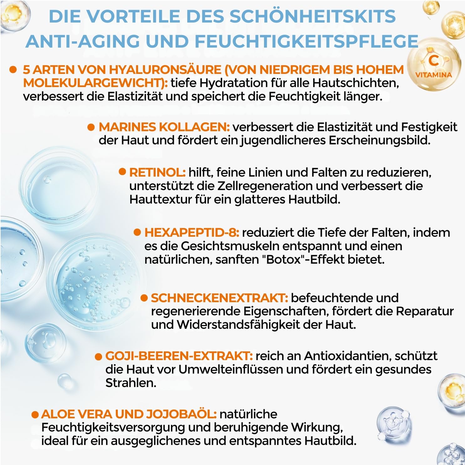 Dr. Dermaluci Lab Geschenkset Damen Herren Mama Geburtstag Anti-Aging - Pflegen, Straffen, Strahlen - Vitamin C, Marine Kollagen, 5 Hyaluronsäuren, Retinol - AIAB BIO, Made in Italy - 400ml