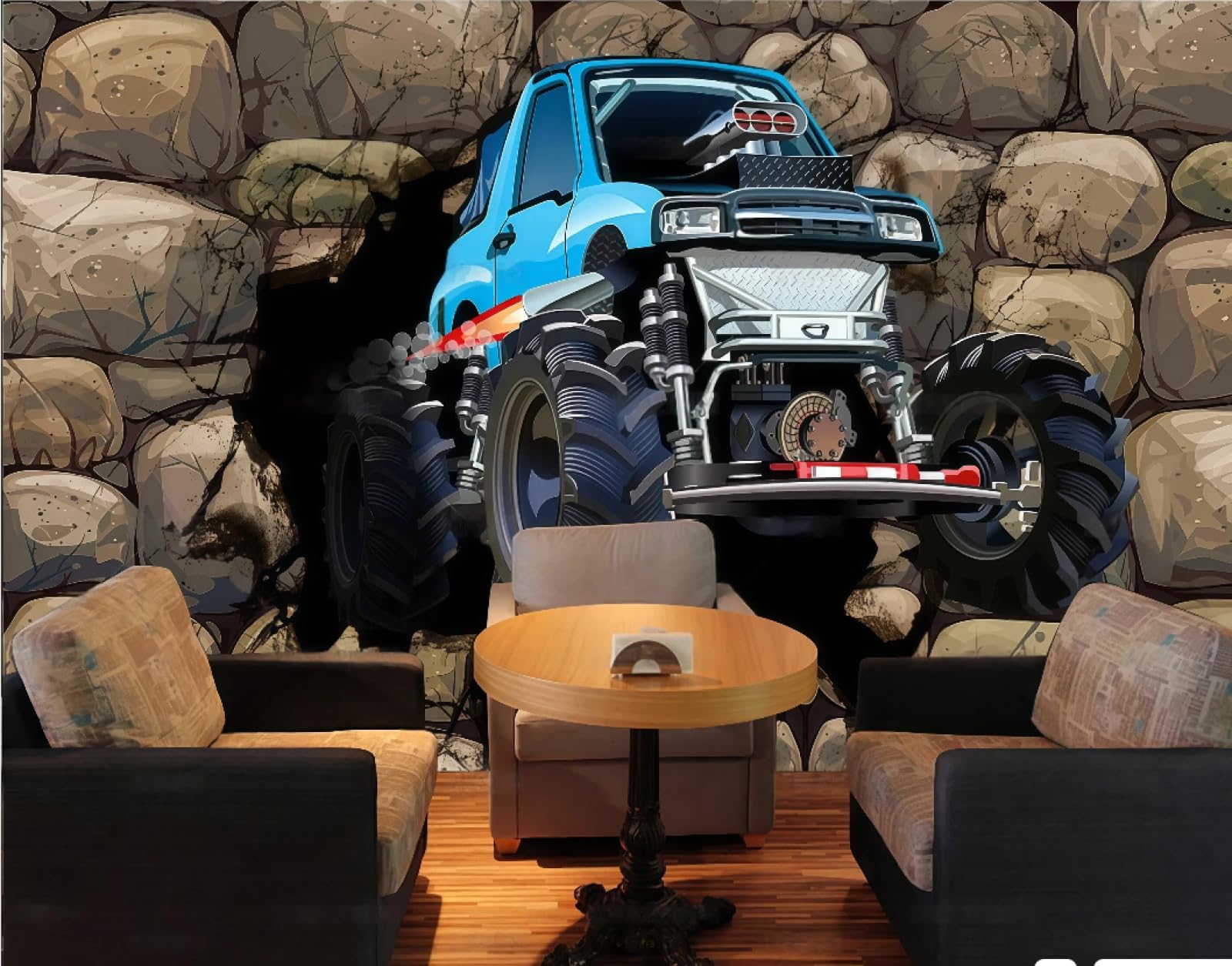 Xdoubao 3D Wallpaper Retro Nostalgic Stone Wall Three-Dimensional Car Personality Bar Coffee Shop Background Mural Western Restaurant Wallpaper,,430X300cm