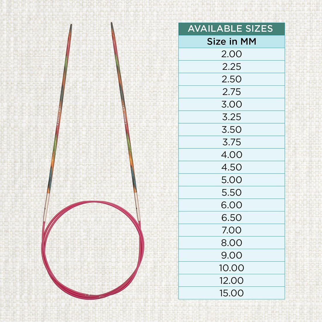 KNITPRO 100 cm x 2.25 mm Symfonie Fixed Circular Needles, Multi-Color