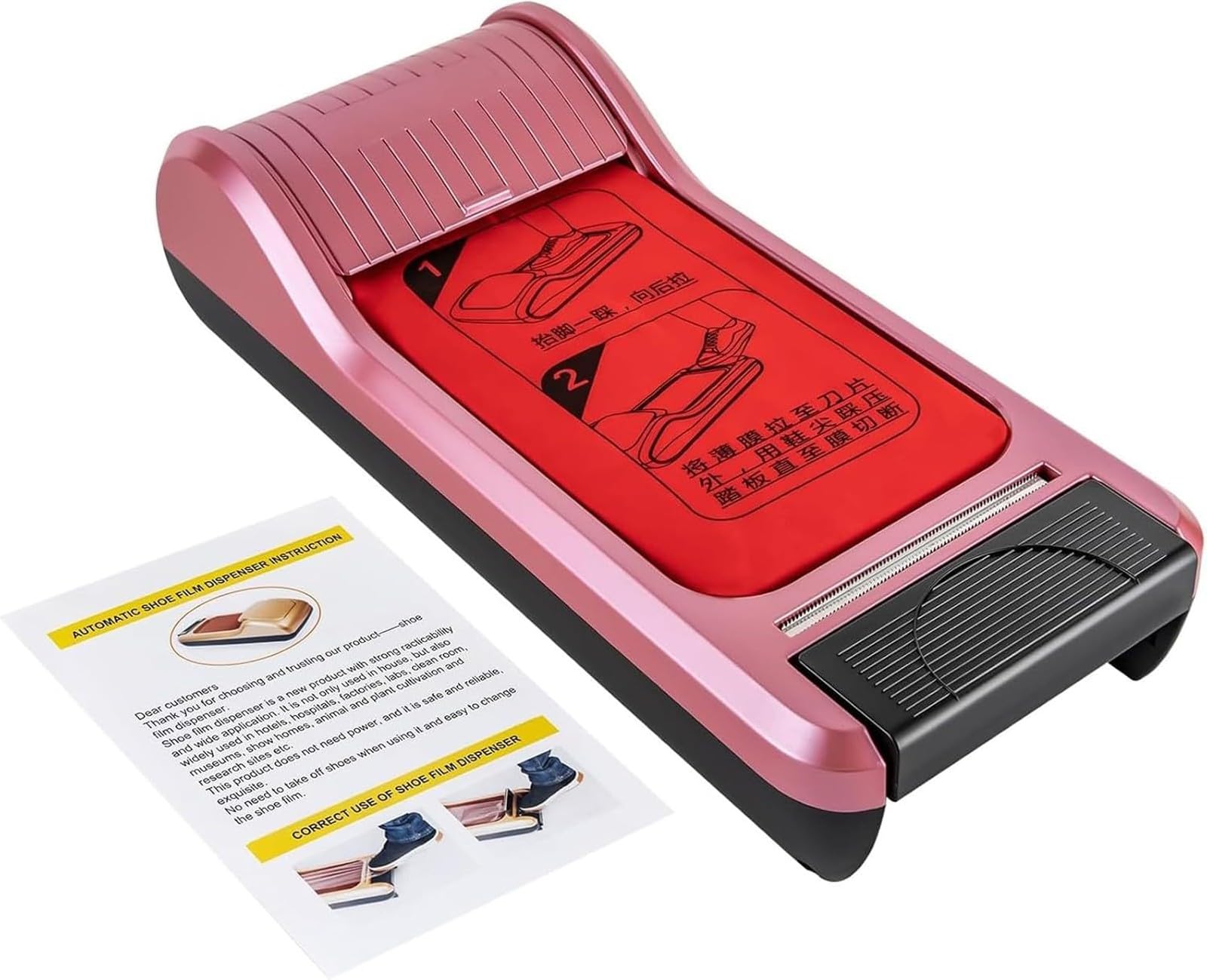 Dispensador AutomáTico de Cubrezapatos con Pedal y 3 Rollos de PelíCula - Dispensador PortáTil Para Hogar y Oficina - MáQuina de PelíCula Desechable para Calzado