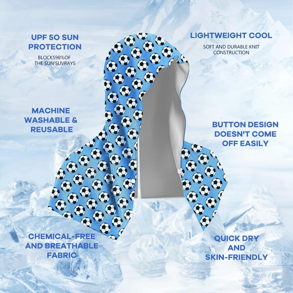(2PCS) Cooling Hoodie Towel,Head Gel Ice Pack, Cooling Cap Towel, Ice Sports Hat, Cold Hooded Towel, Cooler Heat Relief Cap for Neck and Face, Microfiber, Instant Cooling for Sport, Gym, Camping