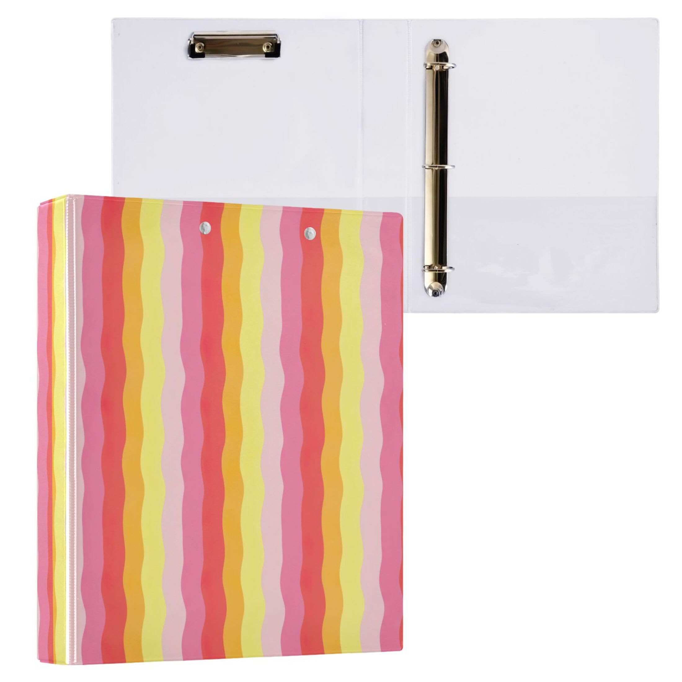 Raccoglitori personalizzati a scacchi colorati rosa giallo 3 anelli 3,8 cm possono contenere 200 fogli raccoglitori ad anelli rotondi per ufficio, 31,5 x 27 x 6 cm, confezione da 2