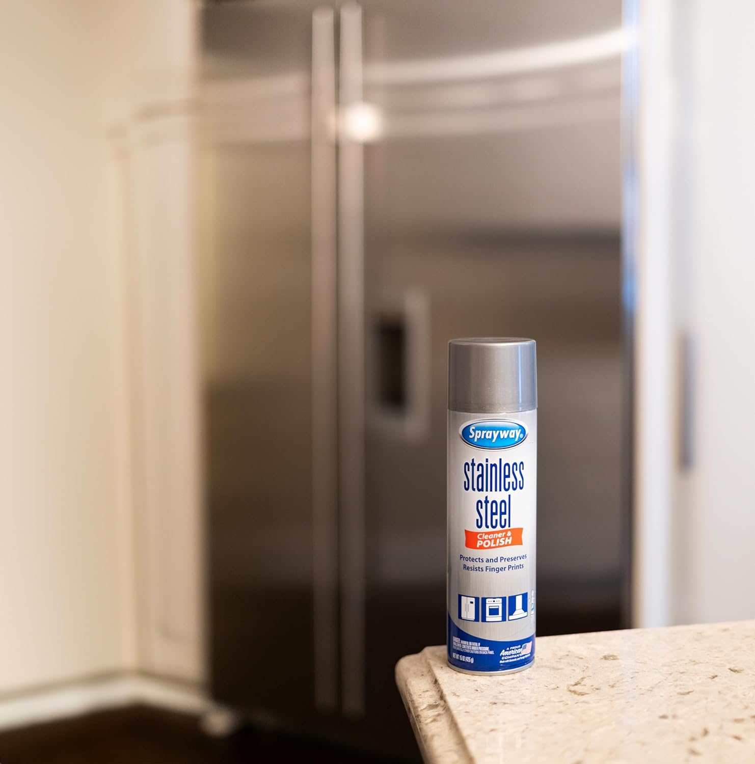 Sprayway Stainless Steel Cleaner Aerosol Spray (Water-Based), 15oz, Pack of 6 | Cleans, Polishes, Protects | Resists Fingerprints | Ideal for All Stainless Steel Appliances & Surfaces