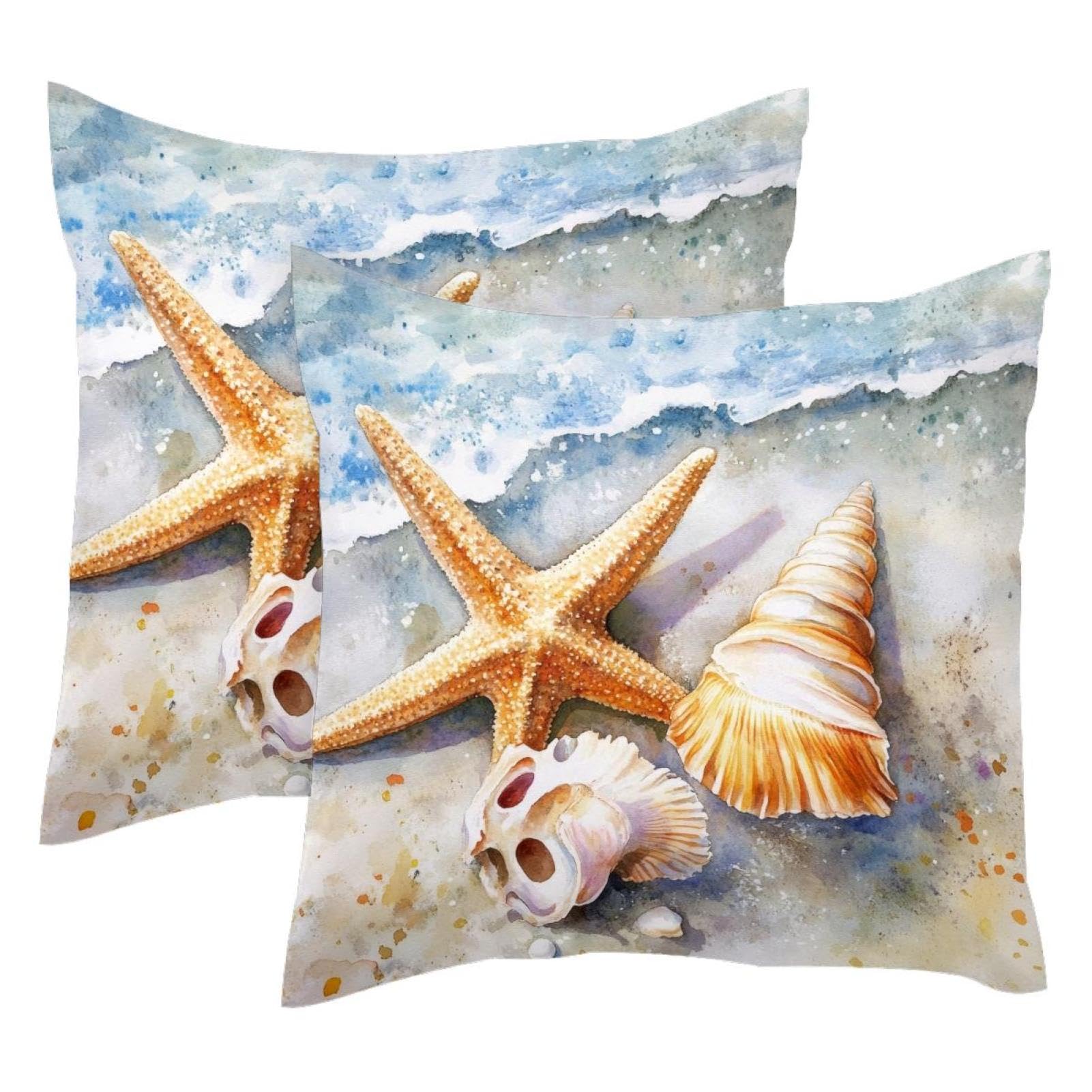 Fundas de cojín de terciopelo de estrella de mar 50x50 cm juego de 2 piezas para sofá