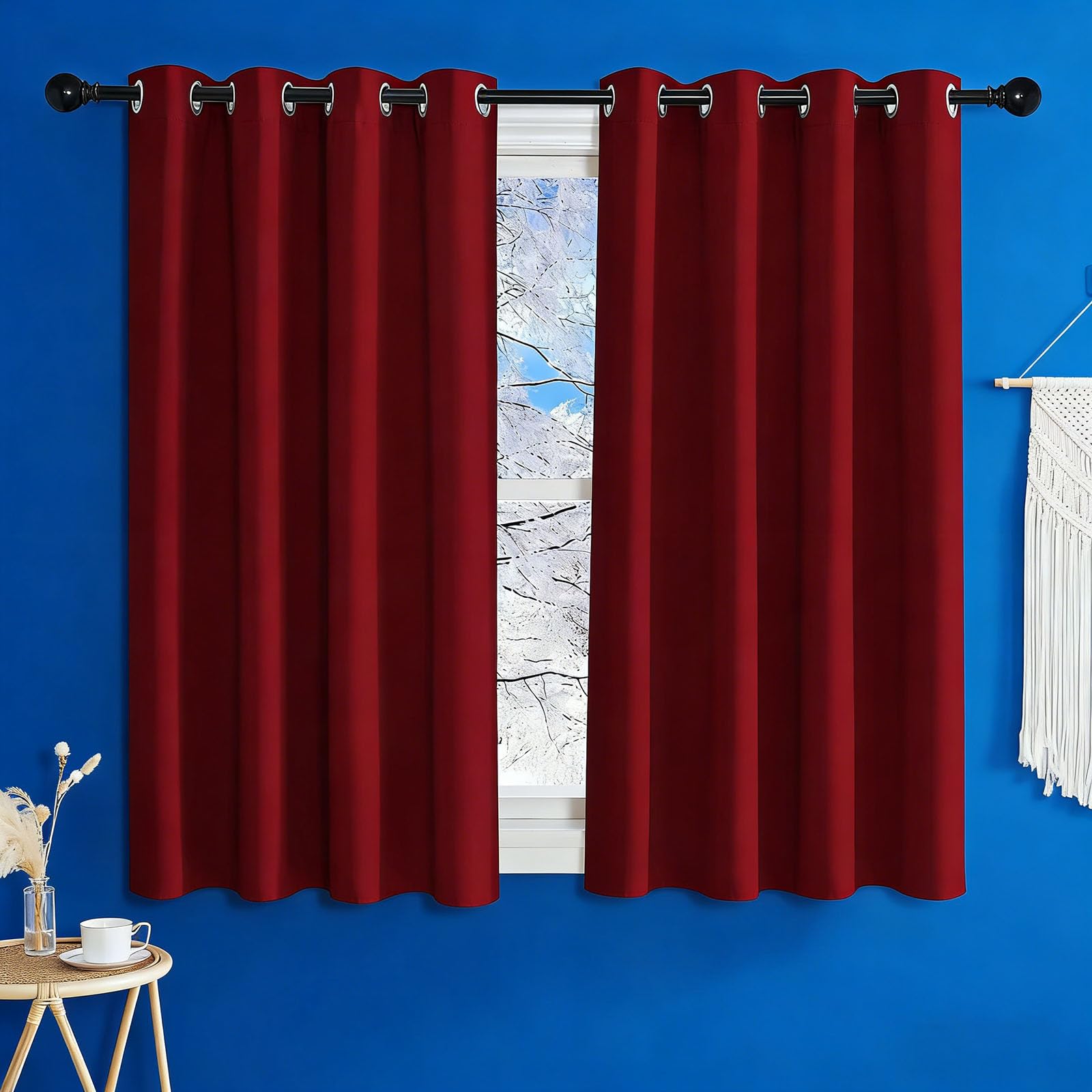 Rideau de dressing bordeaux 70 x 180 cm pour isoler la porte du salon