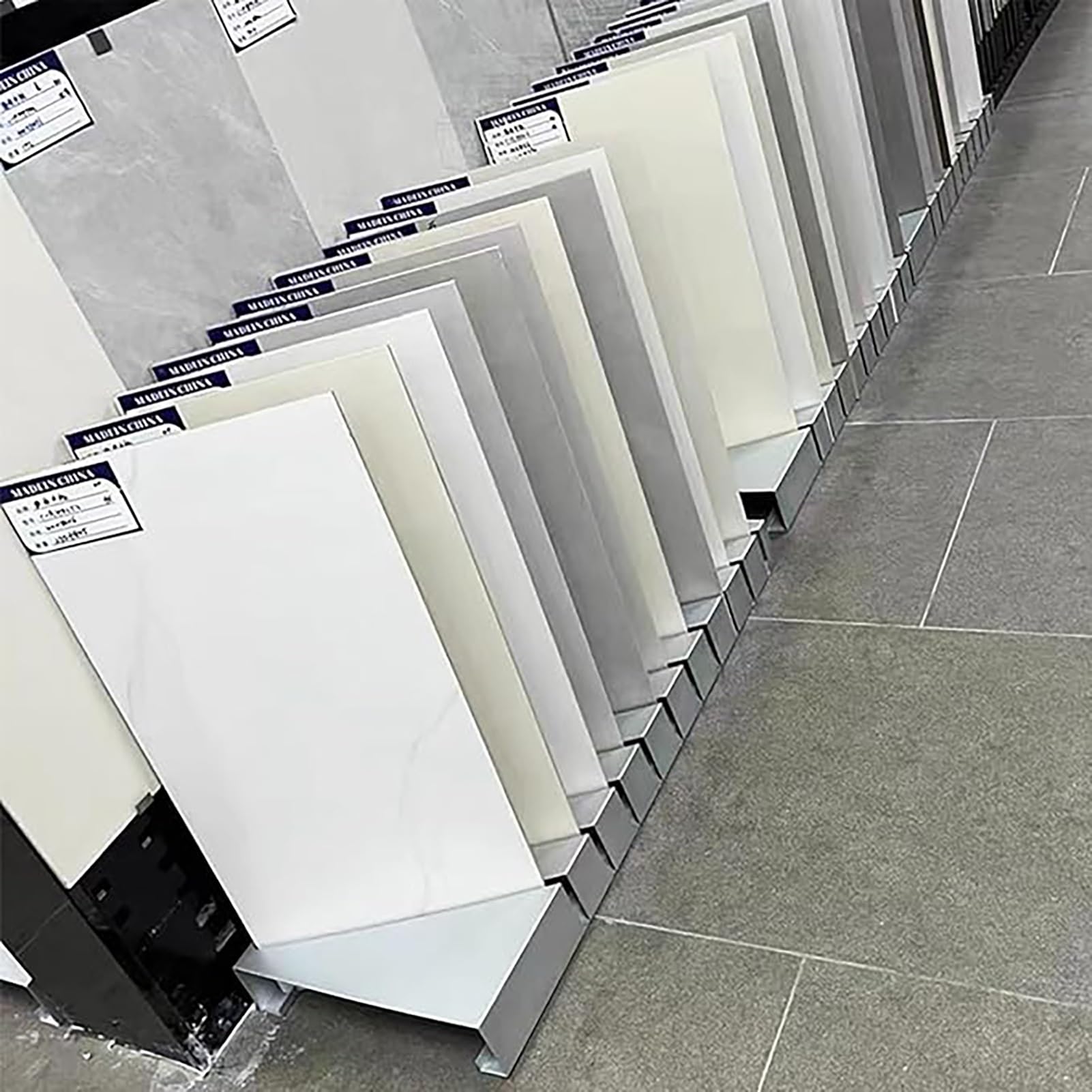 Genérico Soporte metálico para exhibición de Azulejos y muestras, Estante cerámico de 13 Ranuras para Madera y Porcelana, Soporte Grueso para Placas de Puerta, 20 cm (7,9") - Organizador Elegante pla