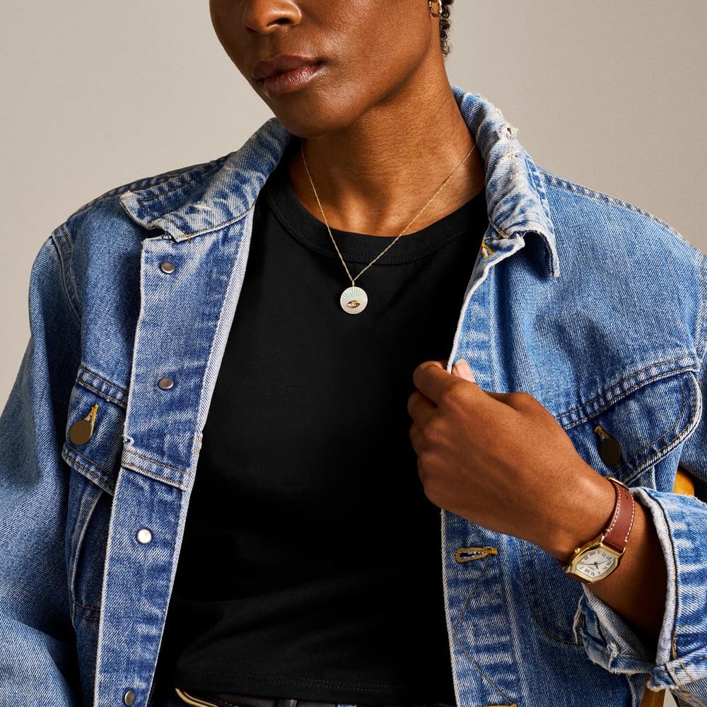 FOSSIL Women's goldfarbene Edelstahlkette mit Karabinerverschluss Runde Halskette mit Anhängern