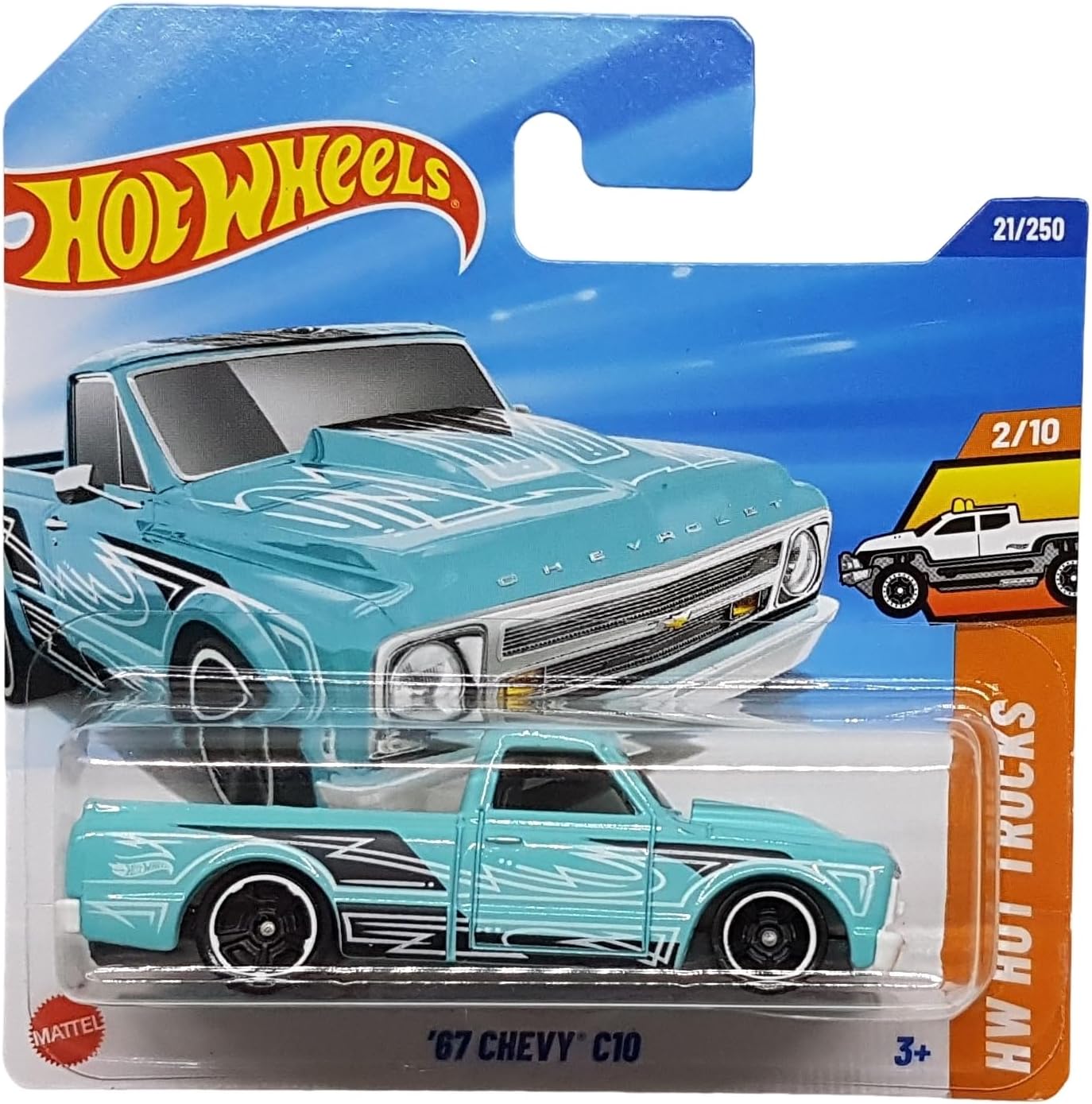 Hot Wheels - '67 Chevy C10 - HW Hot Trucks 2/10 - HYW74 - Short Card - GM - Turquoise - Mattel 2025 - 1:64
