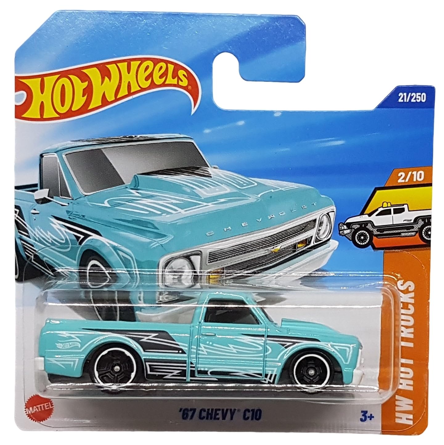 Hot Wheels - '67 Chevy C10 - HW Hot Trucks 2/10 - HYW74 - Short Card - GM - Turquoise - Mattel 2025 - 1:64