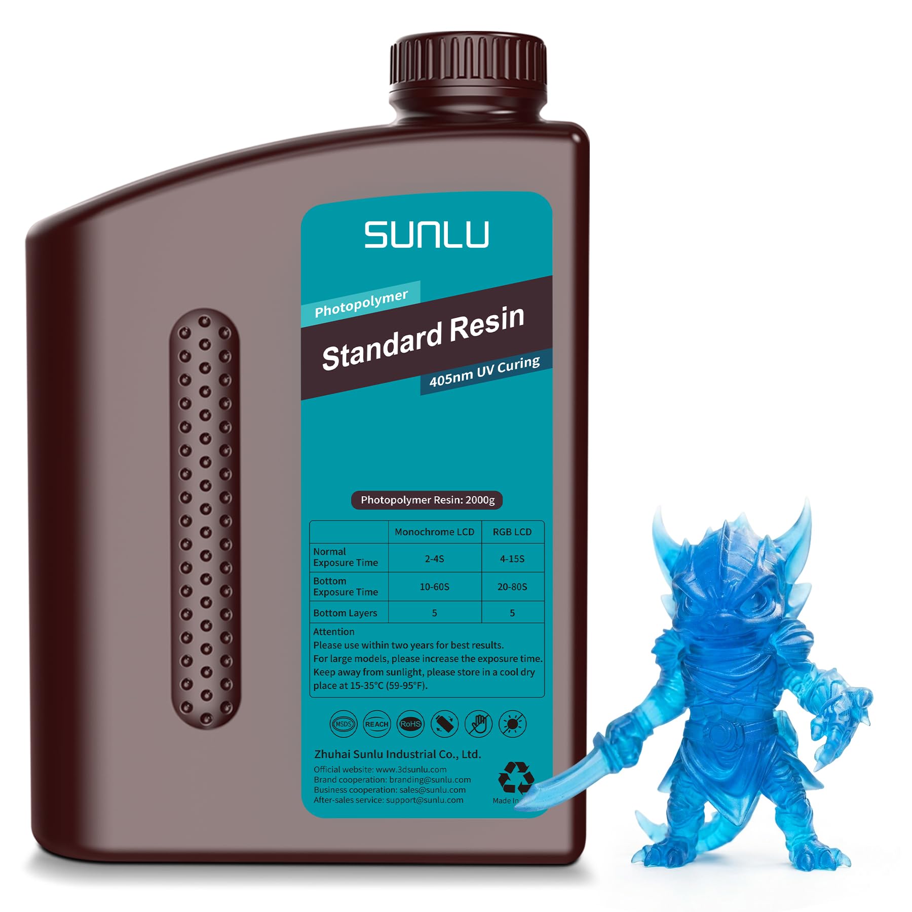 SUNLU - Updated Standard 3D Printing Resin, 2kg, UV Curing Resin 405nm, LCD/DLP/SLA 3D Printers, High Compatibility 3D Printing Resin, 2000g, Transparent Blue-image-33