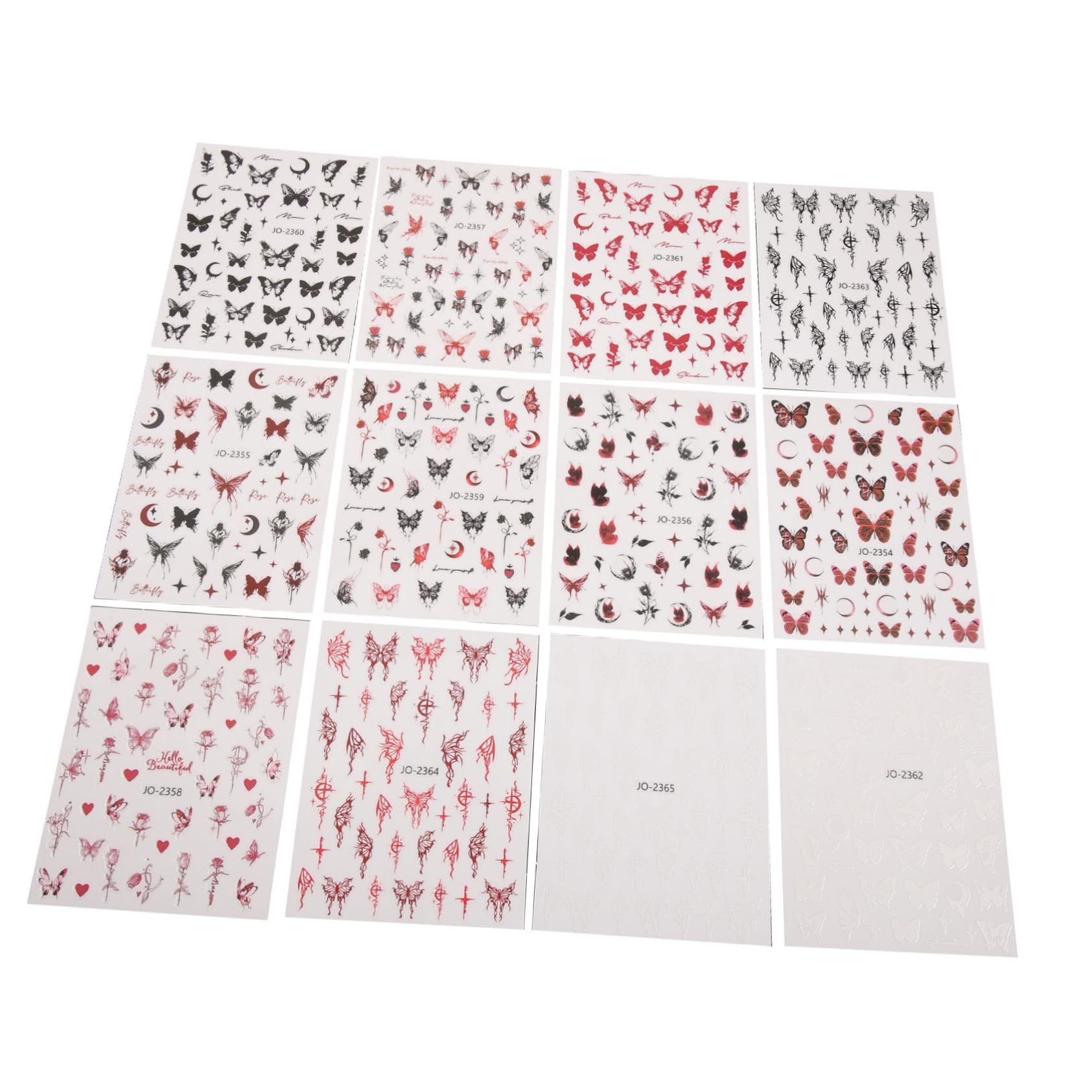 5 set Adesivi A Farfalla Scura Graziosi Adesivi A Strisce Di Giglio Adesivi UV Per Unghie Decorazioni Per Manicure 12 fogli*5
