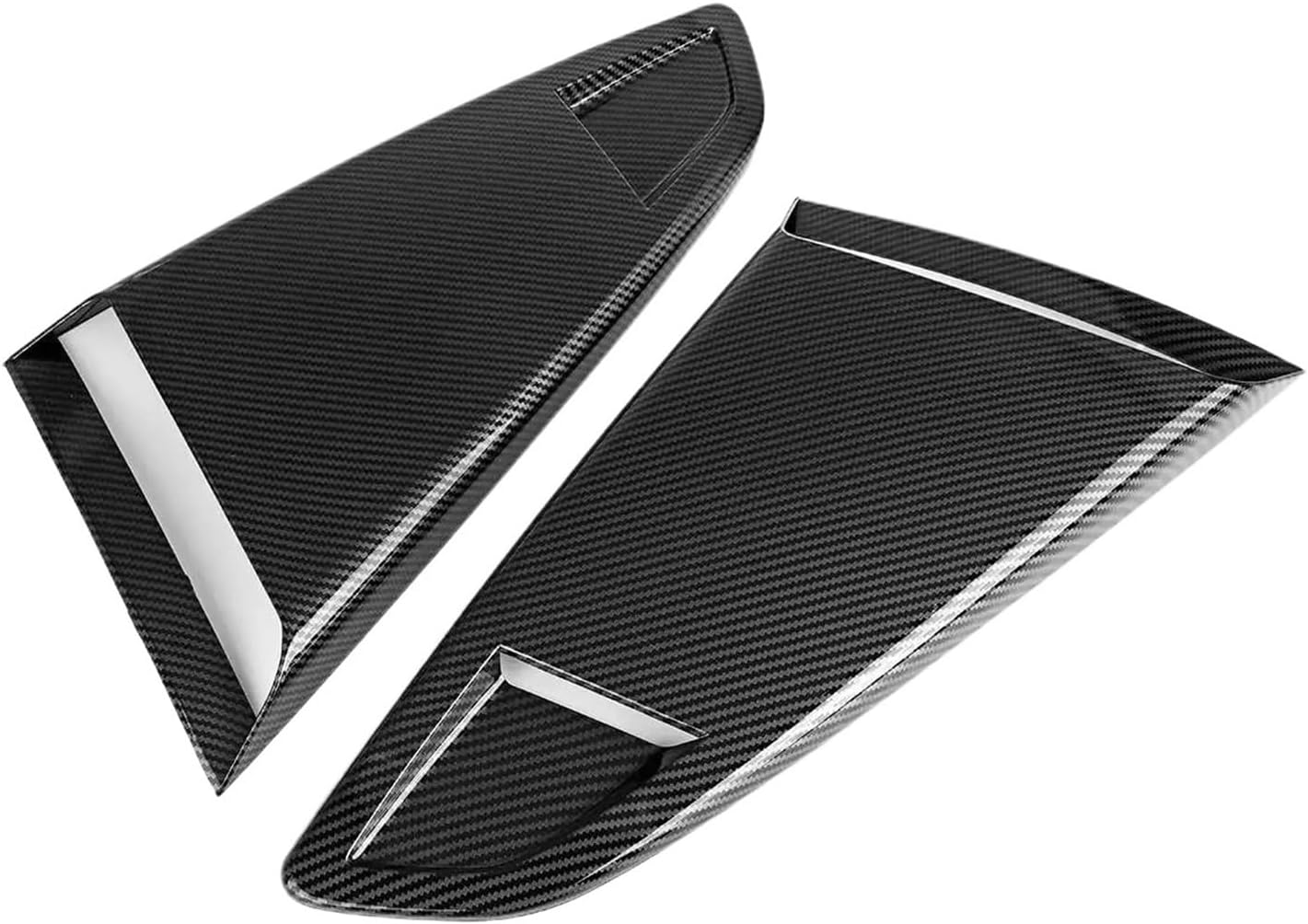 1/4 Quarter Car Rear Side Window Louver Side Vent Scoop Cover Trim Side Vent Scoop Cover Compatible For Ford Mustang 2015-2020 2Dr(Carbon Fiber Look)