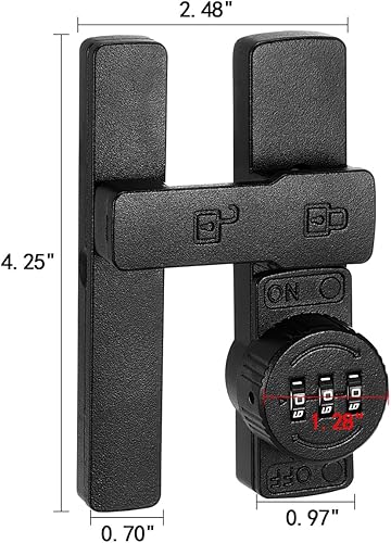 Miniatura 2 de Cerradura de puerta de granero negro mate de 180 grados, cerradura de contraseña mecánica, contraseña de 3 dígitos, pestillo abatible con