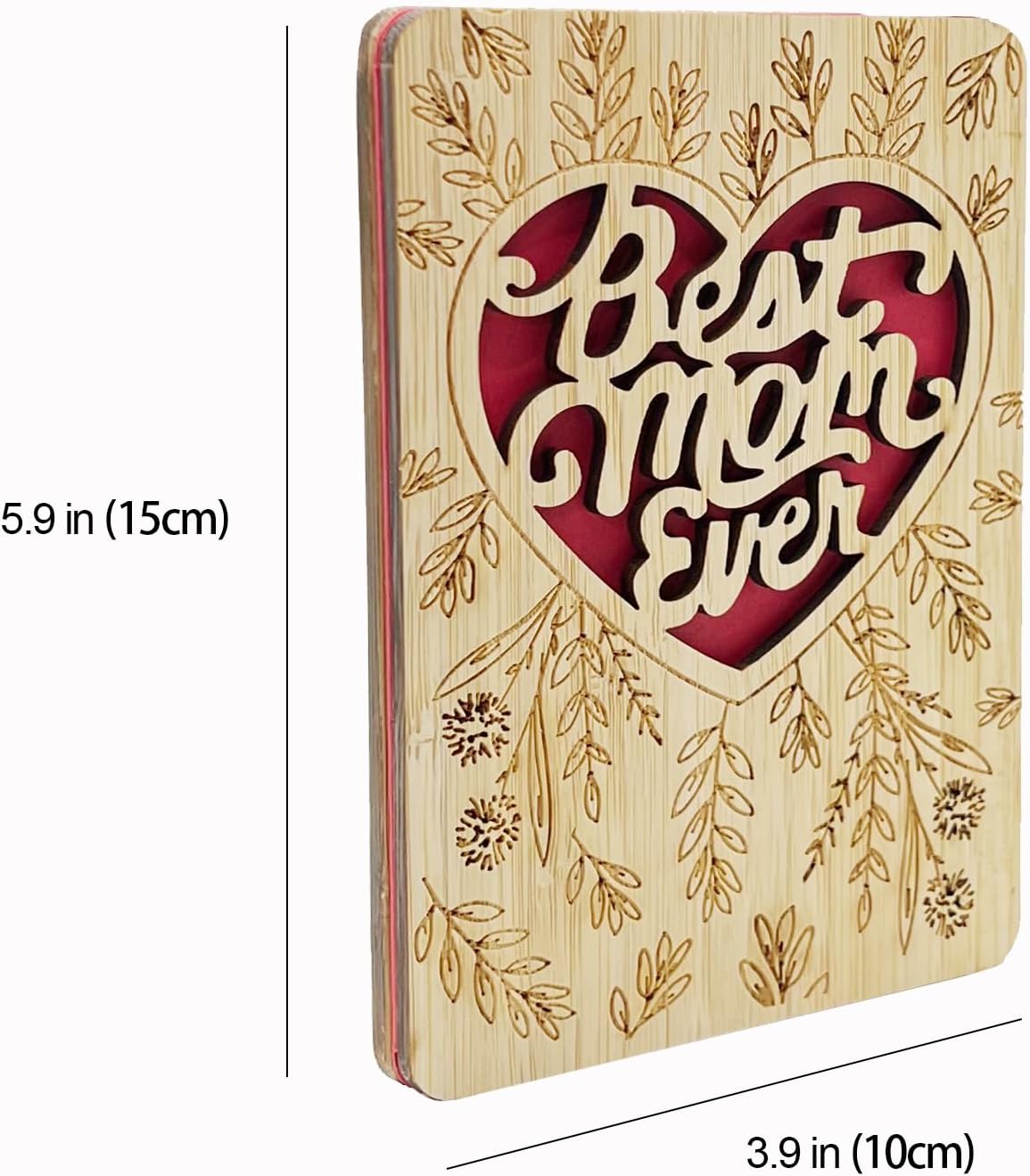 Mothers Day Cards,Handmade Bamboo Greeting Cards,Wooden Thankyou Card,Mother's day Card for Mom,Mum,Best mom flower