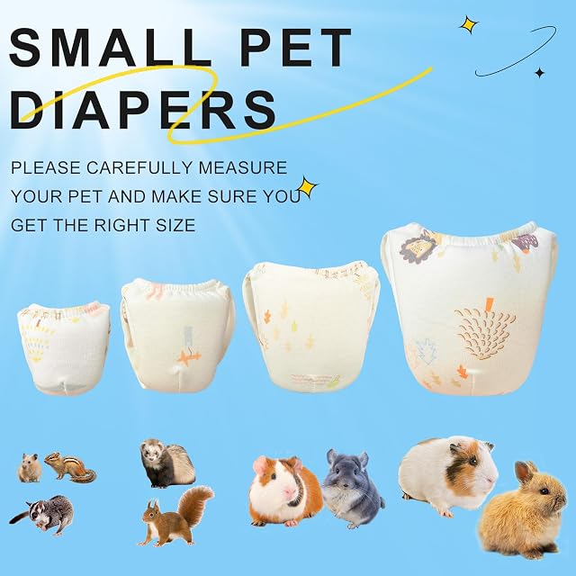 Foto 7 de 7 de 2 Pañales para Mascotas Pequeñas, Pañales de Conejillo de Indias, Pañales Reutilizables de Ardilla, Lavables