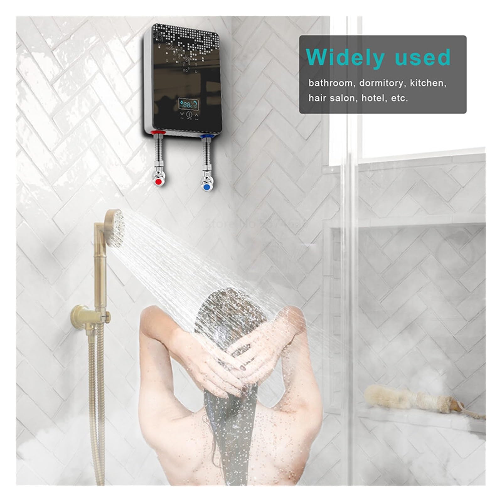 Calentador De Agua Eléctrico Instantáneo, Grifos Baño Ducha, Grifo Cocina, 6500W, Pantalla Digital, Temperatura Automática RáPido Y CóModo