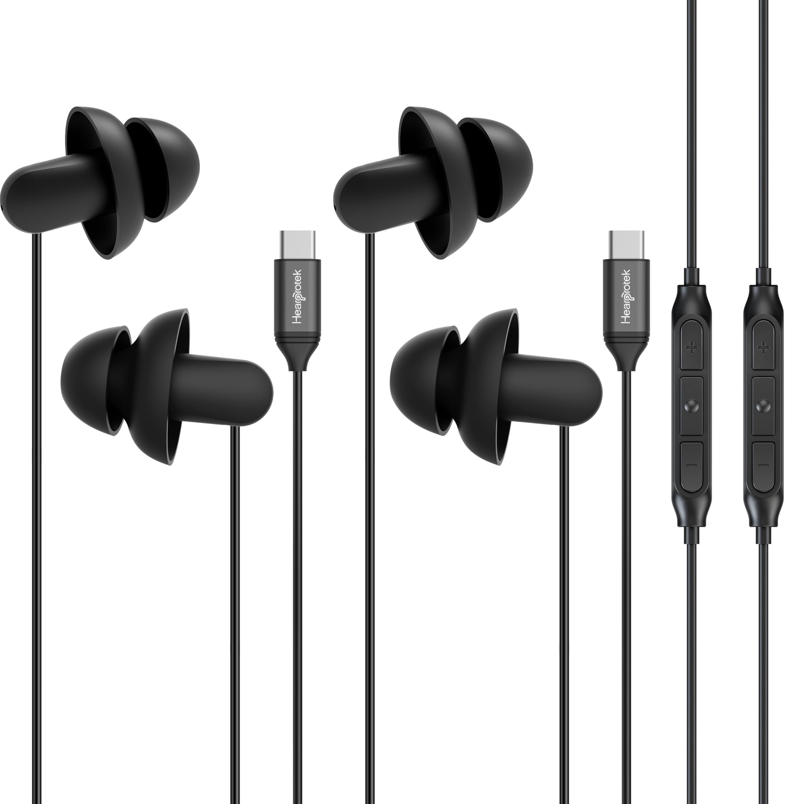 Hearprotek Sleep Earbuds, 2 Pairs USB C Earphones Headphones with