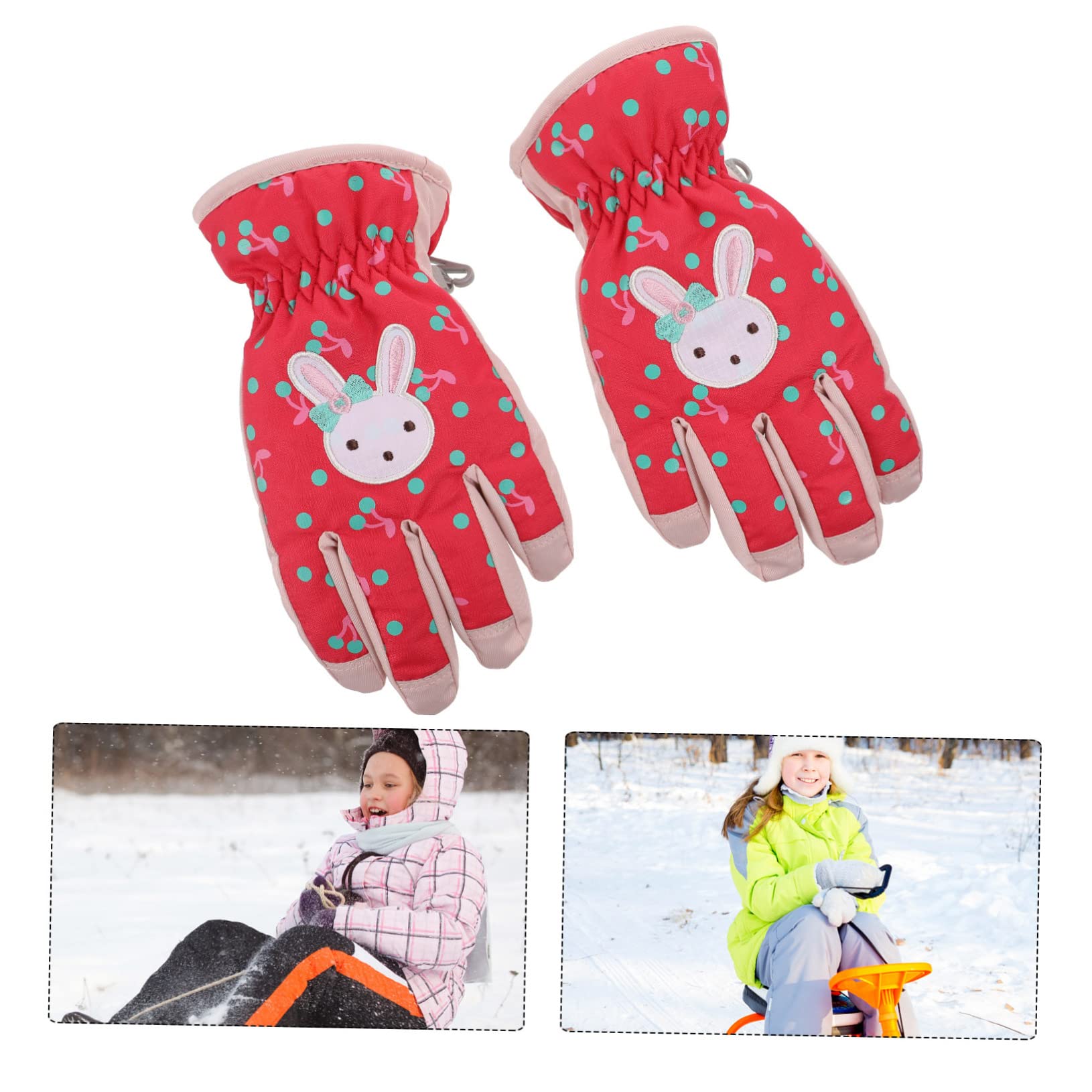 SHERCHPRY 3paare Winterfeste Mädchen Skihandschuhe wasserdichte Winddichte Und rutschfeste Fäustlinge Mit Cartoon-Muster Für Mädchen Für Skifahren Und Outdoor-aktivitäten Rot s