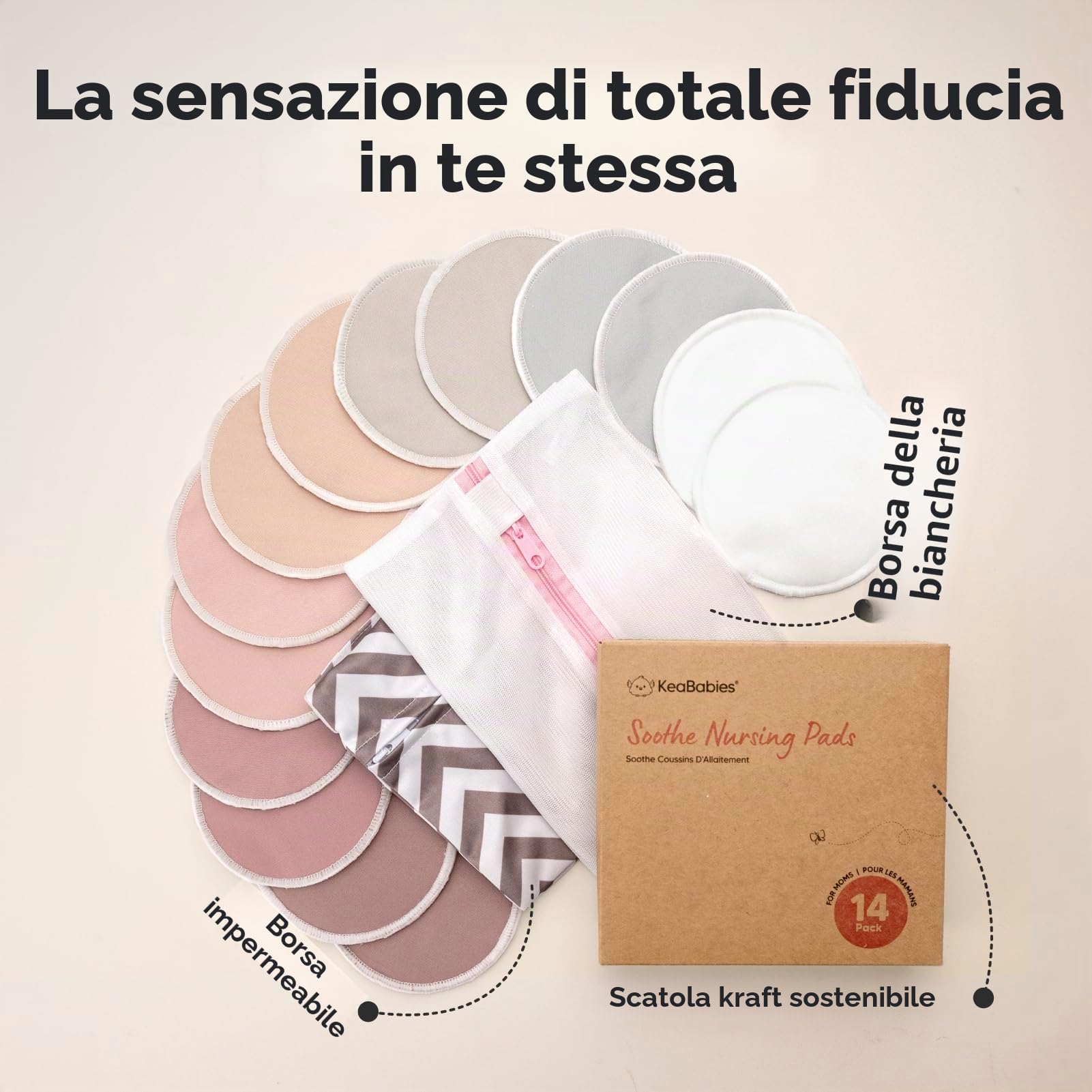 KeaBabies Riutilizzabile Assorbenti per allattamento per L'allattamento al seno - 4 Strati Bambù Biologico Assorbenti per allattamento - Coppette Assorbilatte Lavabili (Lovelle, L 12cm)