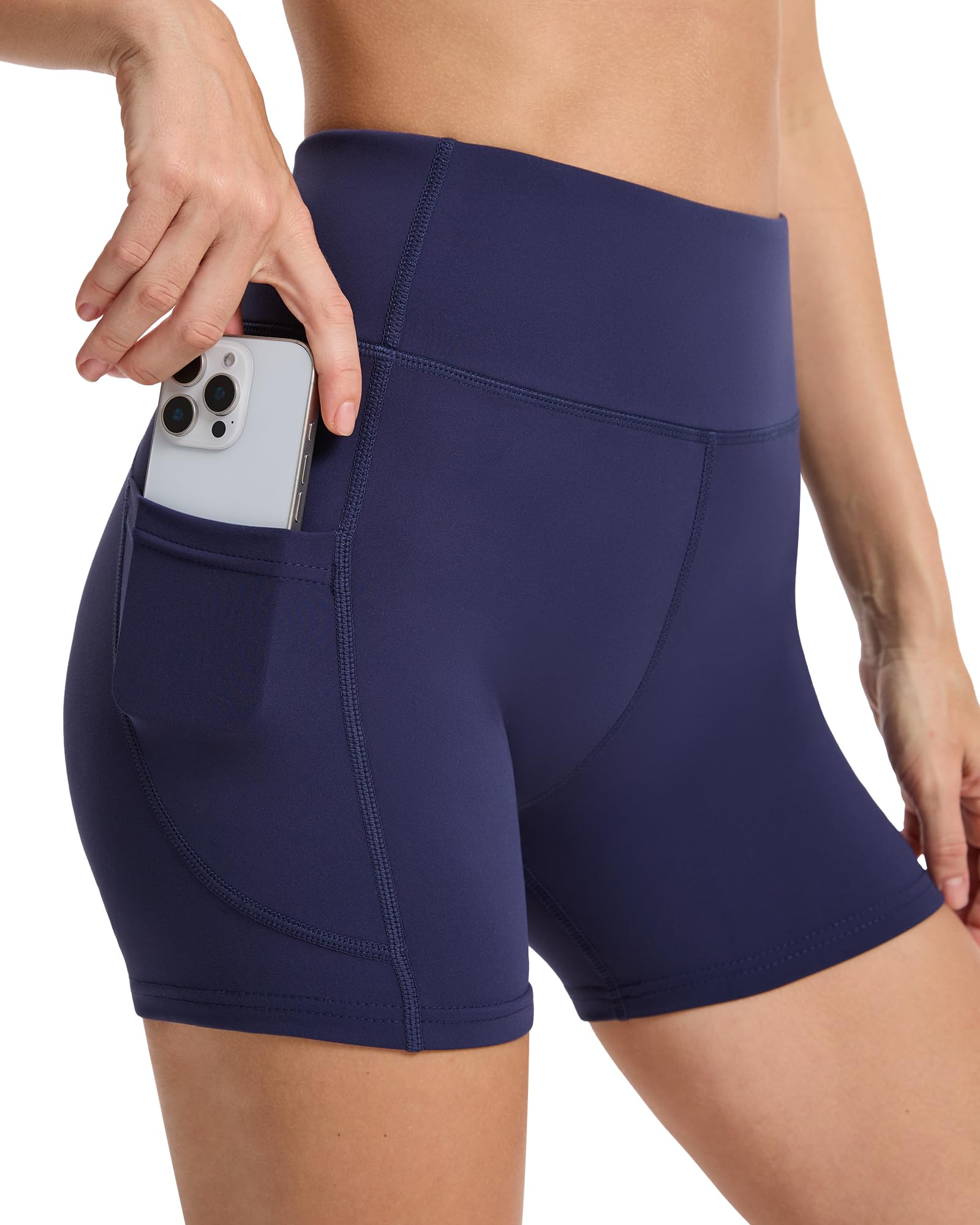 JCFSYXGS Workout Yoga Biker Shorts for Women with Pockets,Soft High Waisted Tummy Control Running Gym Shorts