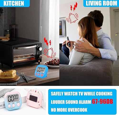 Miniatura 5 de Paquete de 4 temporizadores digitales de cocina, interruptor de encendidoapagado, pantalla LCD grande, alarma fuerte y soporte de respaldo