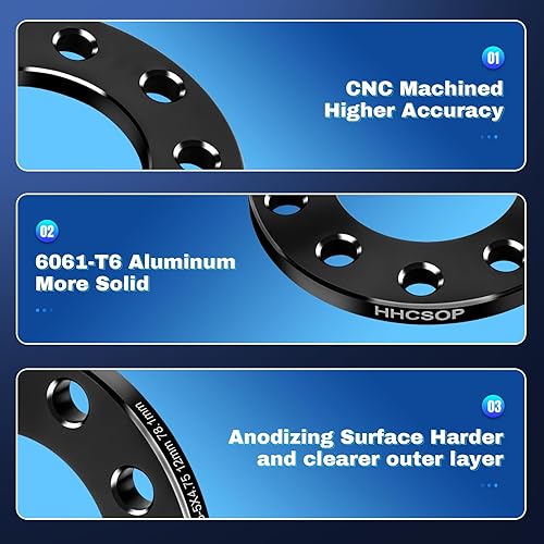 Miniatura 7 de Espaciadores universales de rueda de 5x4.5 5x114.3 5x4.75 para FordJeepToyotaHondaNissan, 4 adaptadores de rueda de 12 pulgada (0.472 in) para