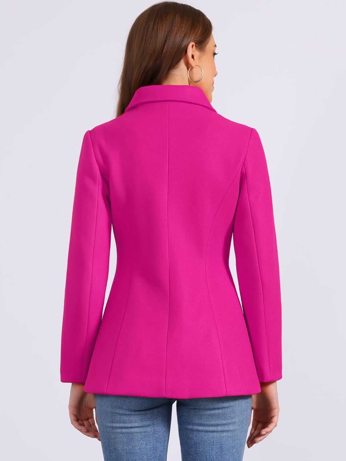 Allegra K Womens Work Office Winter Overcoat Single Breasted Point Collar Pea Coat - Image 4