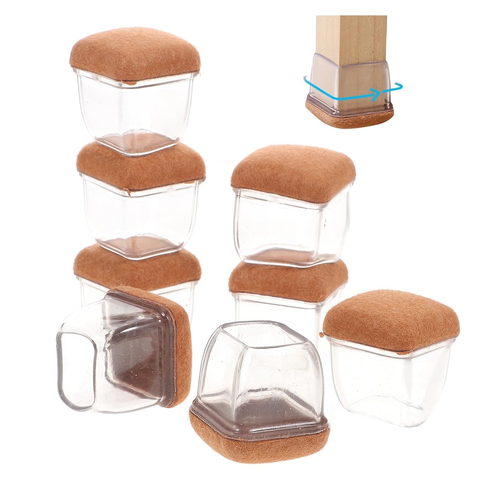 Chair Leg Floor Protectors 8pcs Chair Foot Covers Tpe sturdy Furniture Leg Pads For Hardwood Floors Anti-Slip Table Feet Home Accessories(Transparent)