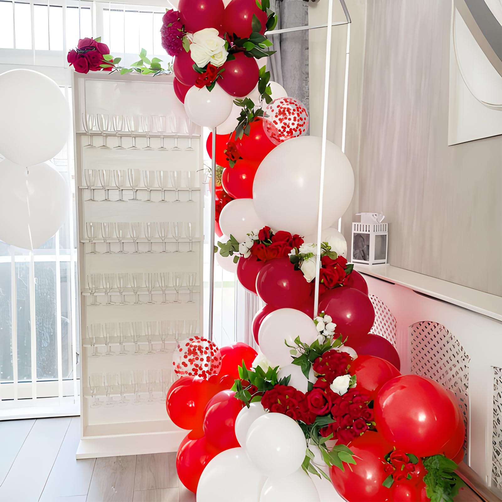 Ovanda Set 35 Palloncini Rosso E Blu – 12 Pollici In Lattice Con Coriandoli E Nastro Per Feste E Matrimoni