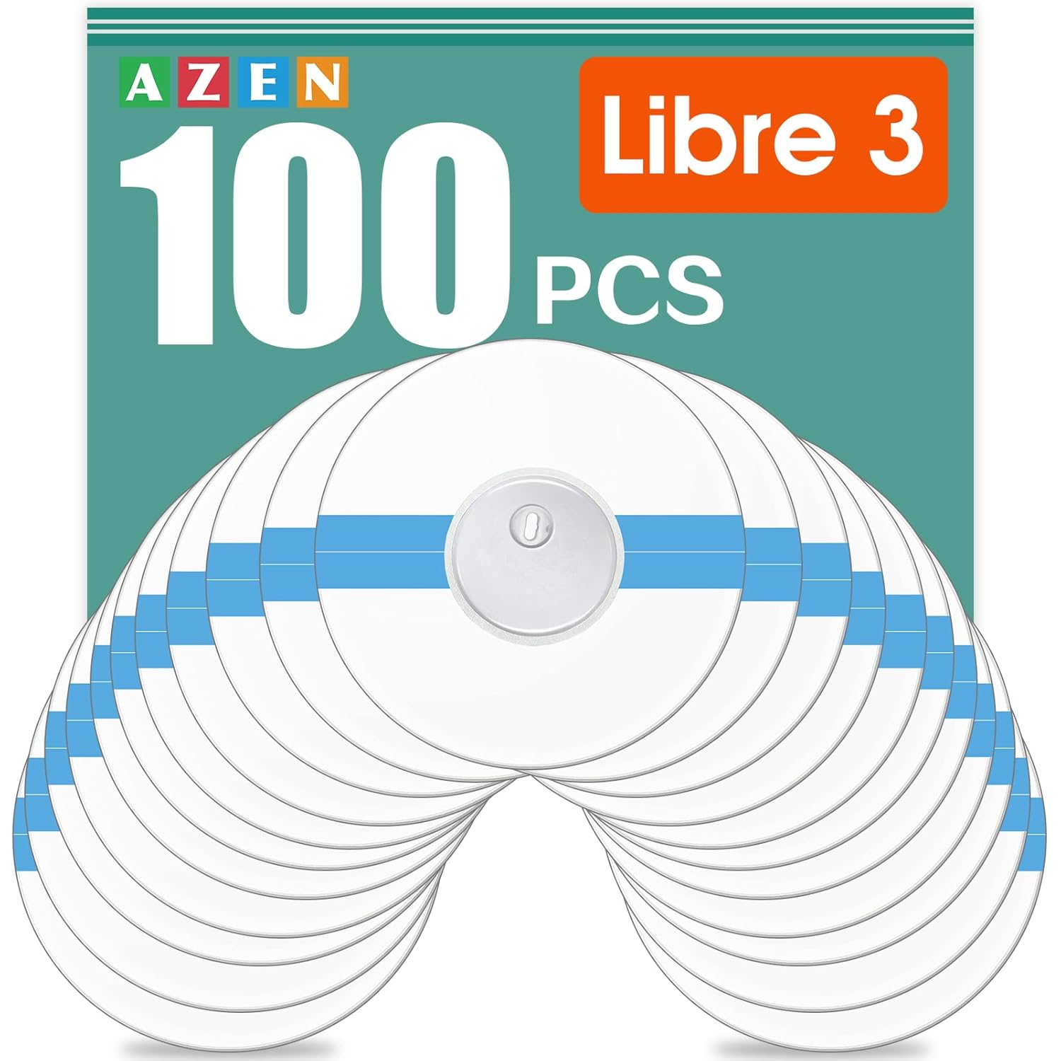 AZEN 100 Pack Freestyle Sensor Covers for Libre 3 Waterproof Adhesive Patches Waterproof Adhesive Transparent Tape