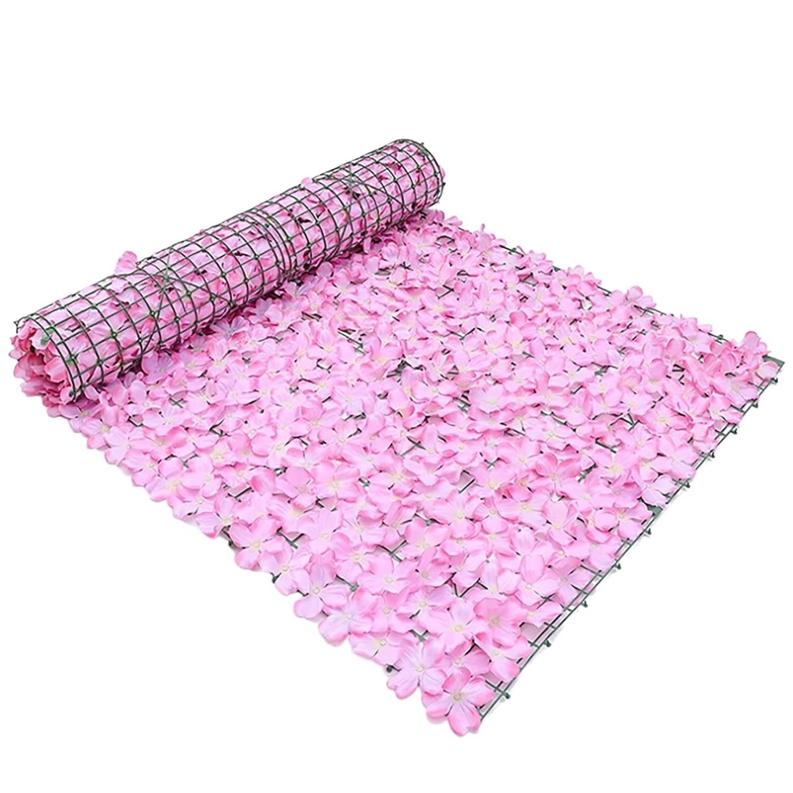 Artificial Trellis Artificial Flower Panels Wall Hedge Simulation Trellis with Leaves Retractable Fence for Wedding Backdrop Garden Balcony Decor(Pink,0.5mx1m)