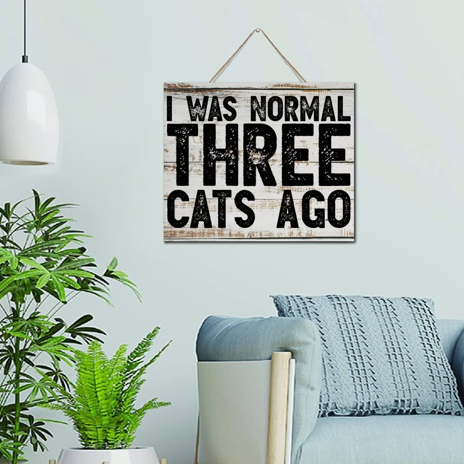 NABRAND I Was Normal Three Cats Ago Inspirational Wall Décor Established Wood Sign 10x12 Inch Custom Wall Art Wood Plaque with Inspirational Quote Home Decor for Living Room Office