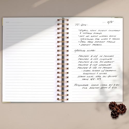 Miniatura 7 de Cuaderno estético grueso en espiral para mujeres en formato B5, moderno cuaderno de notas de lino con rayas universitarias con 300 páginas forradas,