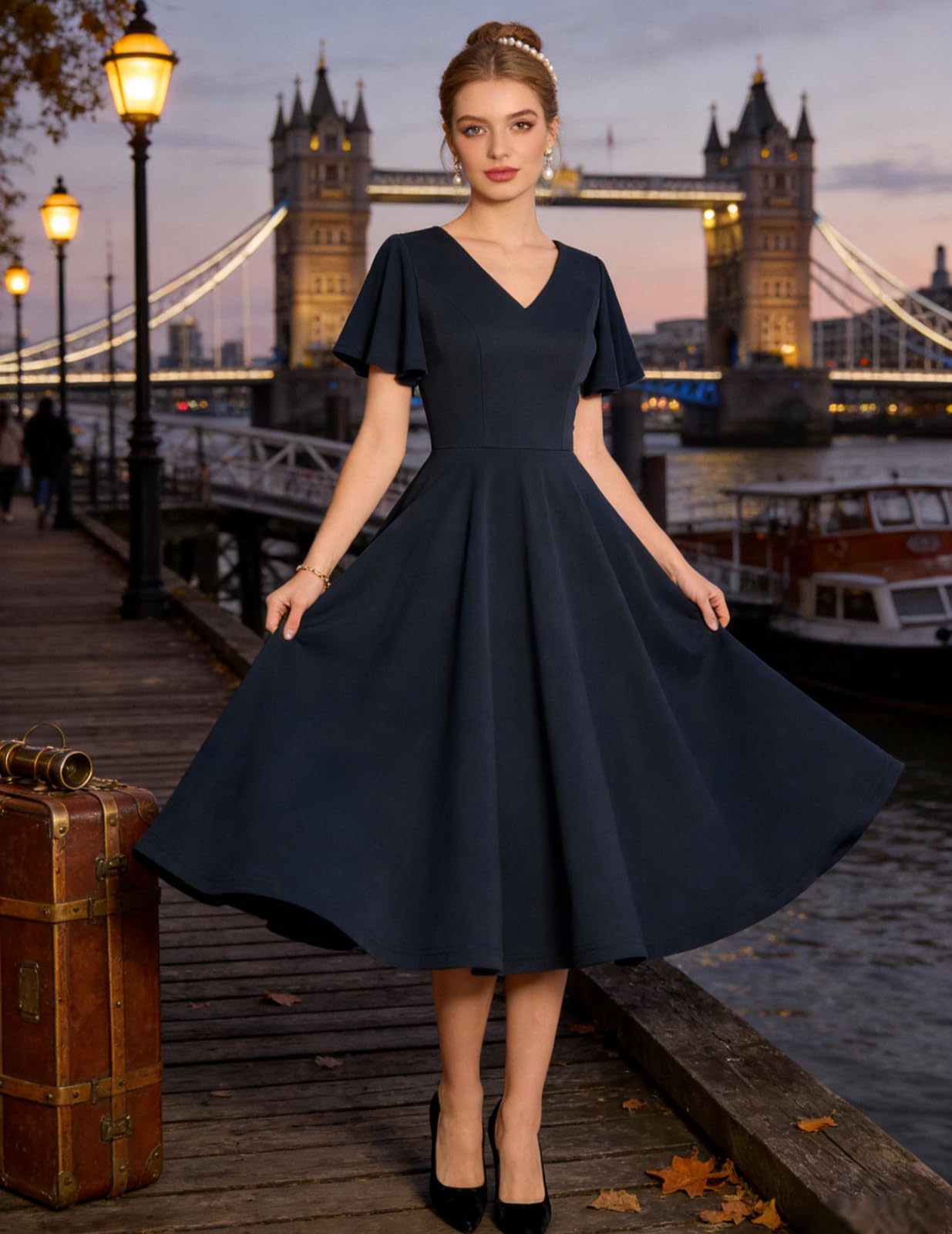Bridesmay Hochzeitskleider 2025, kurzärmelig, bescheidene A-Linie, Midi-Kirche, Teeparty-Kleid