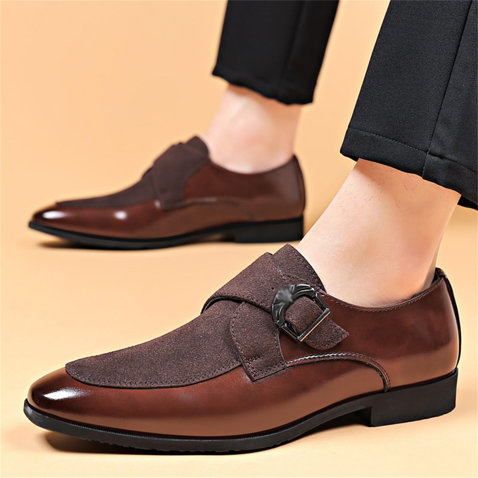 Zapatos De Vestir De Punta Puntiaguda para Hombre Zapatos Oxford con Hebilla Zapatos De Boda Formales Y De Negocios
