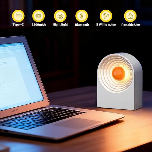 Miniatura 7 de UNEEDE Máquina de sonido de ruido blanco con funcionalidad Bluetooth, luz nocturna, temporizador, altavoz Bluetooth portátil con cancelación de