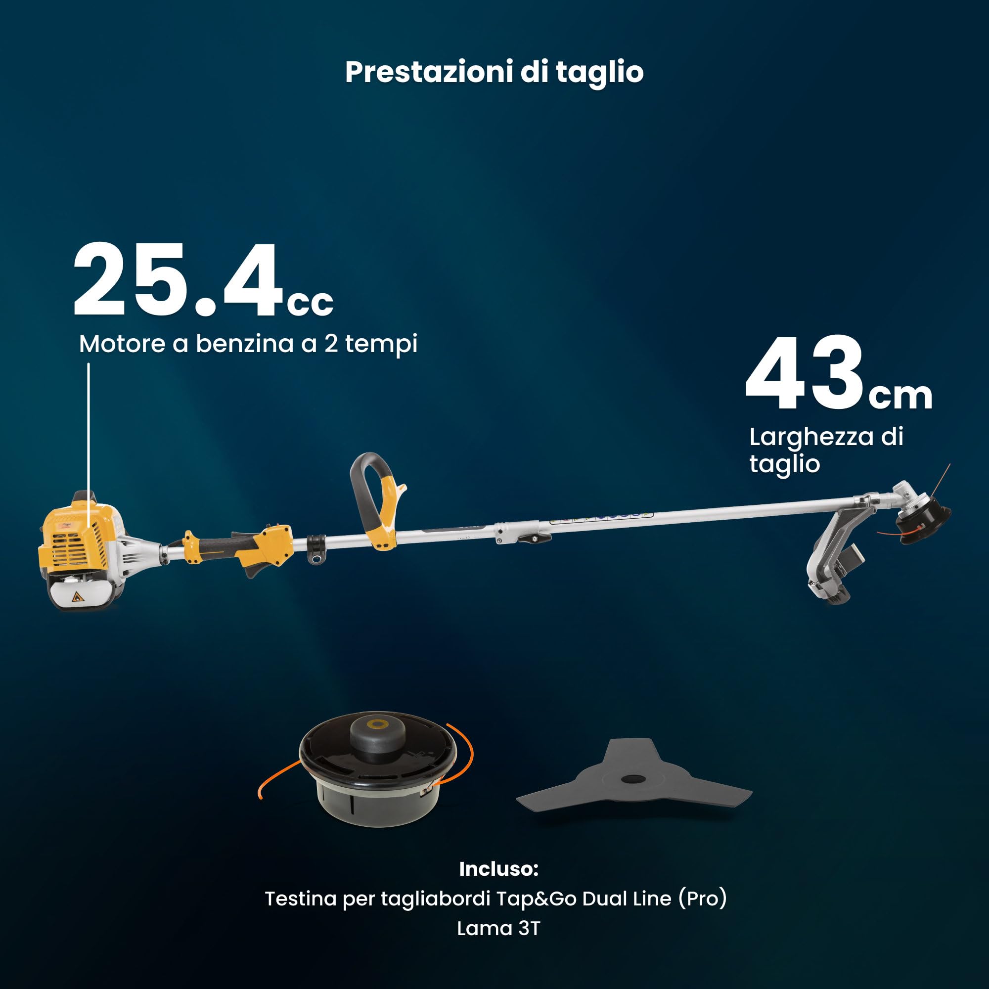 STIGA BC 330 A Decespugliatore A Scoppio, 25,4 cc, 43 cm – Testina Tap&Go e Lama 3T – Rifinitura Prato e Taglio Sterpaglie