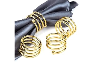Set of 6 Napkin Rings, Gold Napkin Rings Set Metal Napkin Holders...