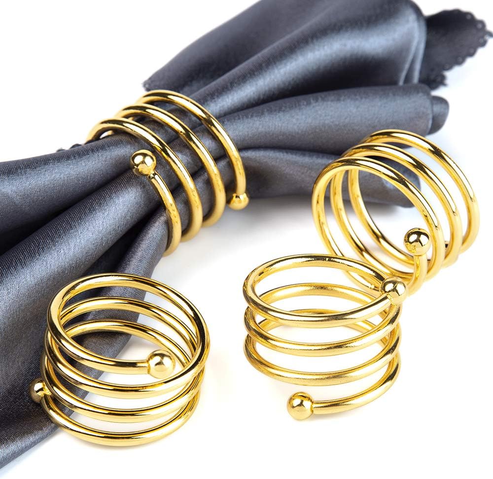 6Pcs Gold Napkin Rings Round Napkin Ring Set of 6 Napkin Holders for Cloth Napkins for Wedding, Thanksgiving, Fall Party, Valentines Day, Easter Table Decor.