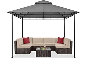 Yaheetech Metal Patio Canopy Outdoor, 11' x 11' Double Roof Gazebo