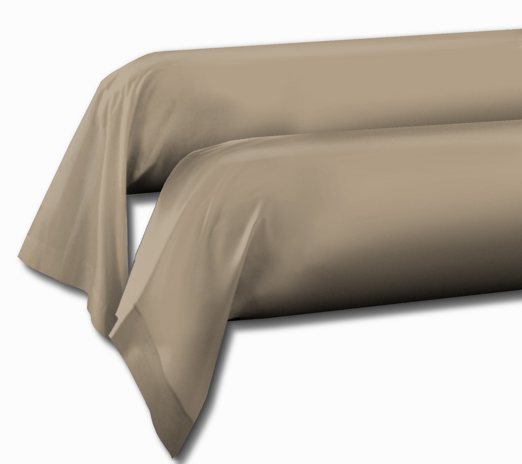 Taies de traversin 85x185 cm 100% Coton, Lot de 2, Beige foncé, Douces, résistantes et Respirantes, Home Linge Passion
