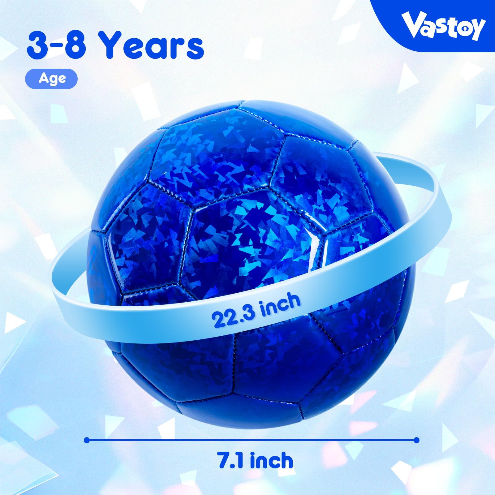 Vastoy Glittery Size 3 Kids Football for Age 3 4 5 6 7 8, 7 Inch Toddlers Football with Love Laser Pattern - Image 2