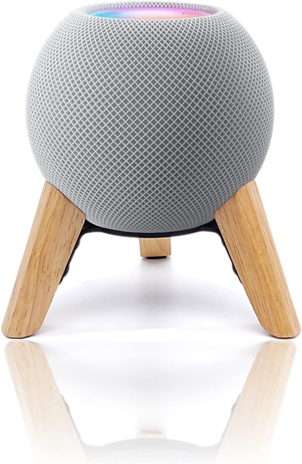 Real Wood Stand for Homepod mini,Wooden Tripod with Metal Frame,Safe Stable Holder Mount with Anti-Slip Silicone pad Protects Home pod mini Smart Speaker(Color:White Oak)