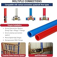 Vista 7 de Tubería PEX de 1/2 pulgada, 100 pies, 2 rollos, tubería PEX EVOH Pex-B, sin barrera de oxígeno, duradero, a prueba de fugas, flexible para líneas