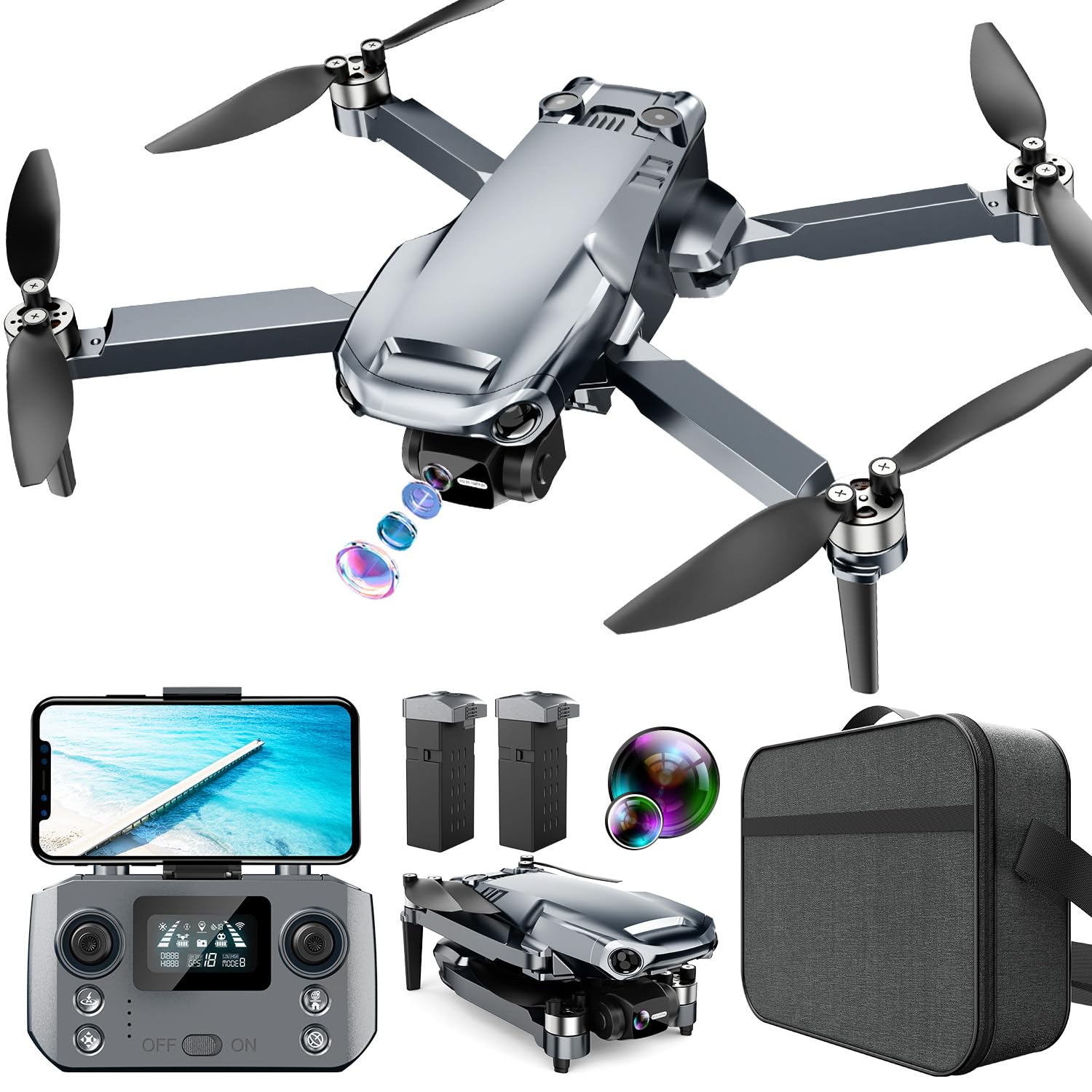 GPS Drone with 4K UHD Camera for Adults, 1640ft Long Range, Auto Return Home, Follow Me, 3-Axis Gimbal, APP & Remote Control for Outdoor Photography and Video