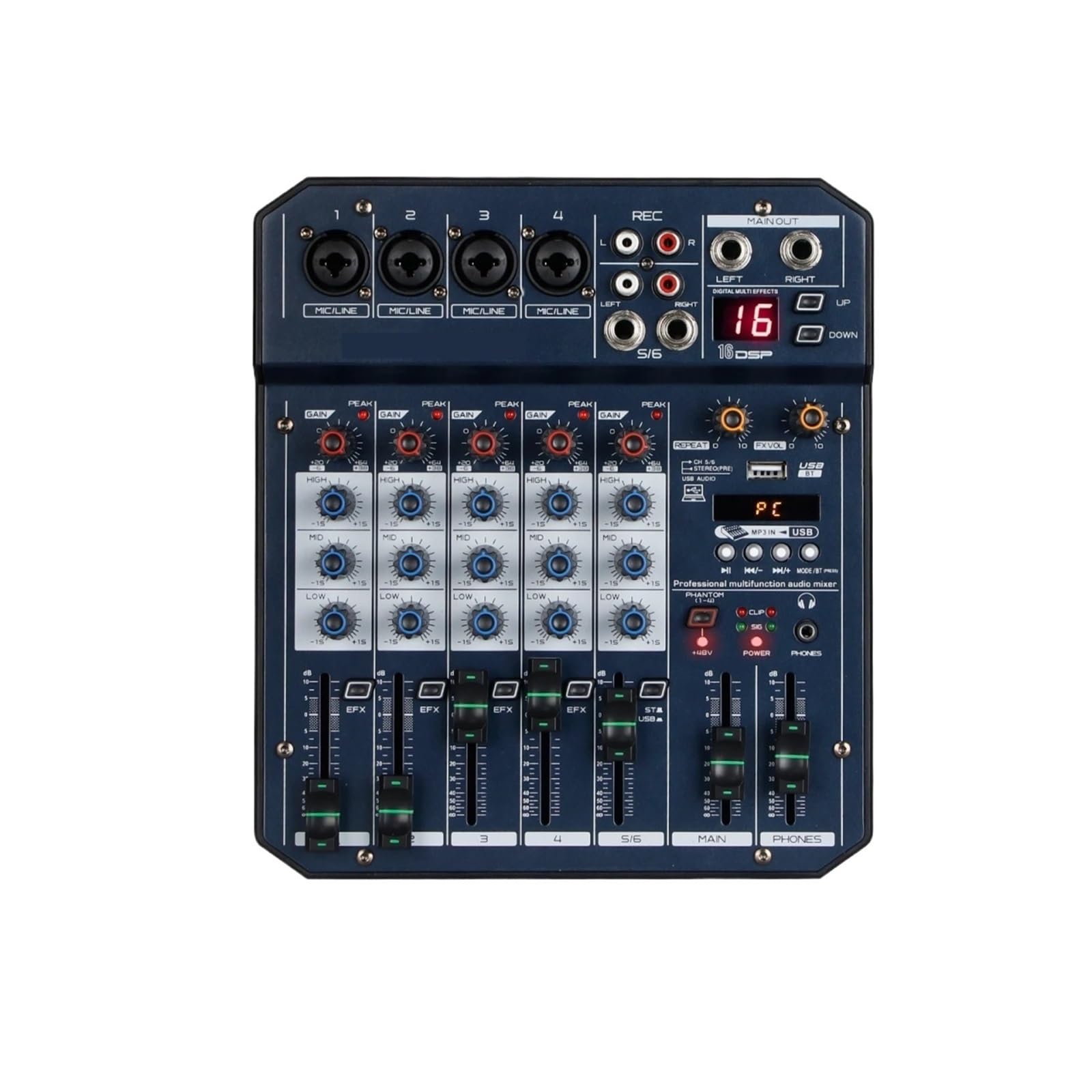 Professional 4-Channel DJ USB Mixer Live Sound Controller Interface for PC Recording Video Live Streaming